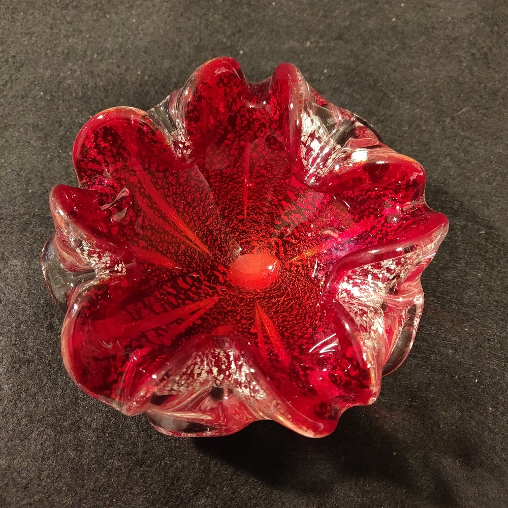 Vtg Murano Aventurine Glass Ashtray/Bowl